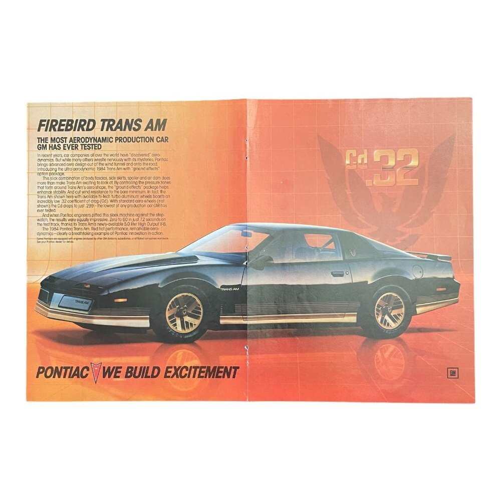 1984 Pontiac Firebird Trans Am Vintage Print Ad 16x11 Poster Man Cave Wall Art